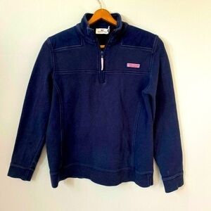 Womens Vineyard Vines 1/4 ZIP Shep Shirt Navy Blue Whale Pullover Sweater Small